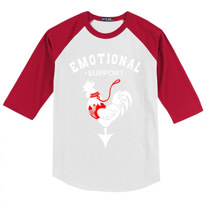 Chicken Emotional Support Cock Kids Colorblock Raglan Jersey