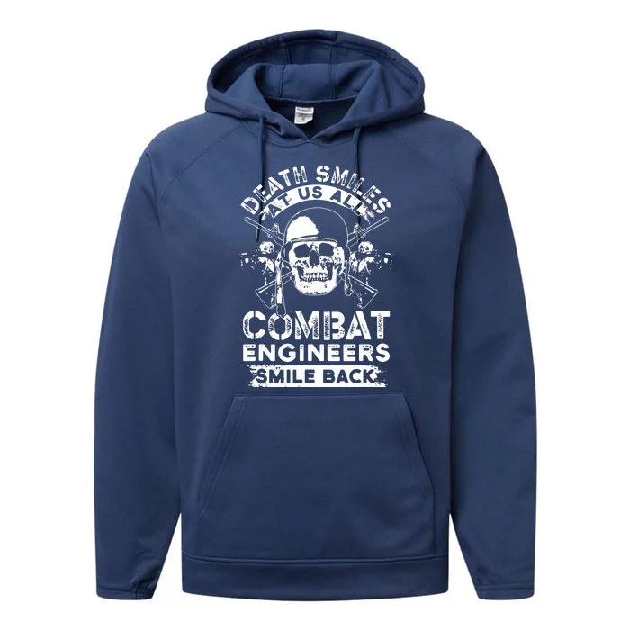 Combat Engineer Smiles USA Military Sapper Performance Fleece Hoodie