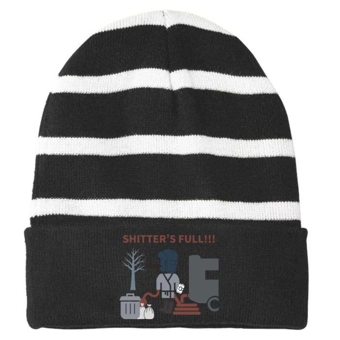 Cousin Eddie “Shitter’s Full” Striped Beanie with Solid Band