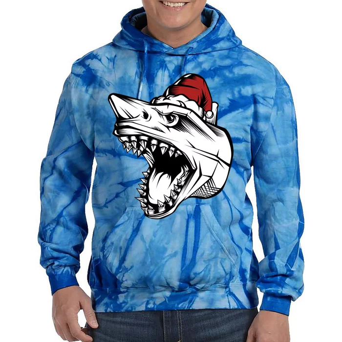 Christmas Elfs Shark Jaw Santa Having Fun Celebrate Cool Gift Tie Dye Hoodie