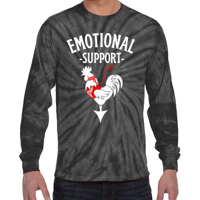 Chicken Emotional Support Cock Tie-Dye Long Sleeve Shirt