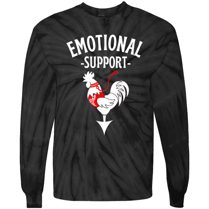 Chicken Emotional Support Cock Tie-Dye Long Sleeve Shirt