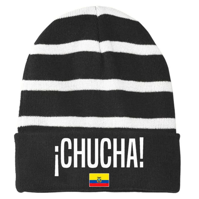 Chucha Ecuadorian Slang Ecuador Striped Beanie with Solid Band