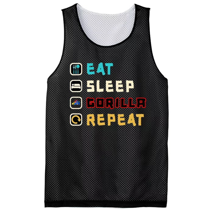 Cute Eat Sleep Gorilla Repeat Monke Tag VR Gamer gifts Mesh Reversible Basketball Jersey Tank