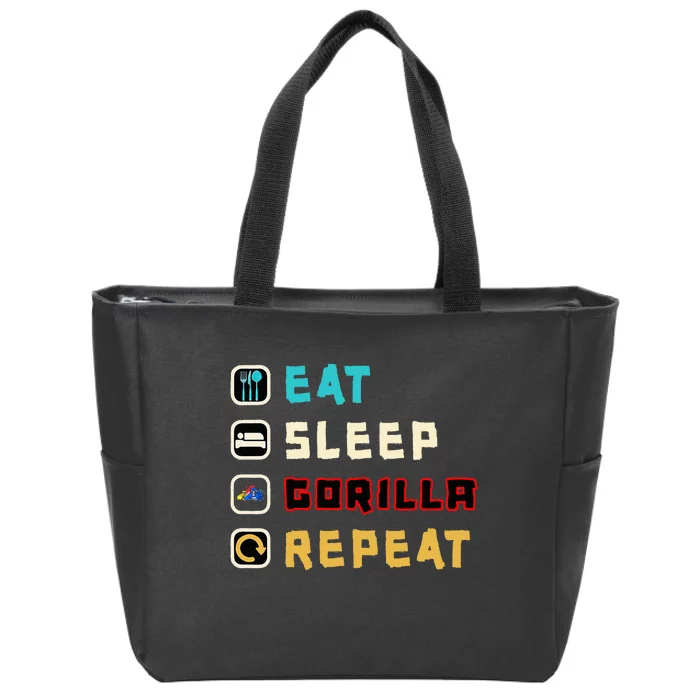 Cute Eat Sleep Gorilla Repeat Monke Tag VR Gamer gifts Zip Tote Bag