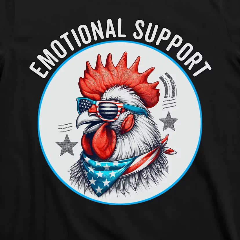 Chicken Emotional Support Cock American Flag T-Shirt