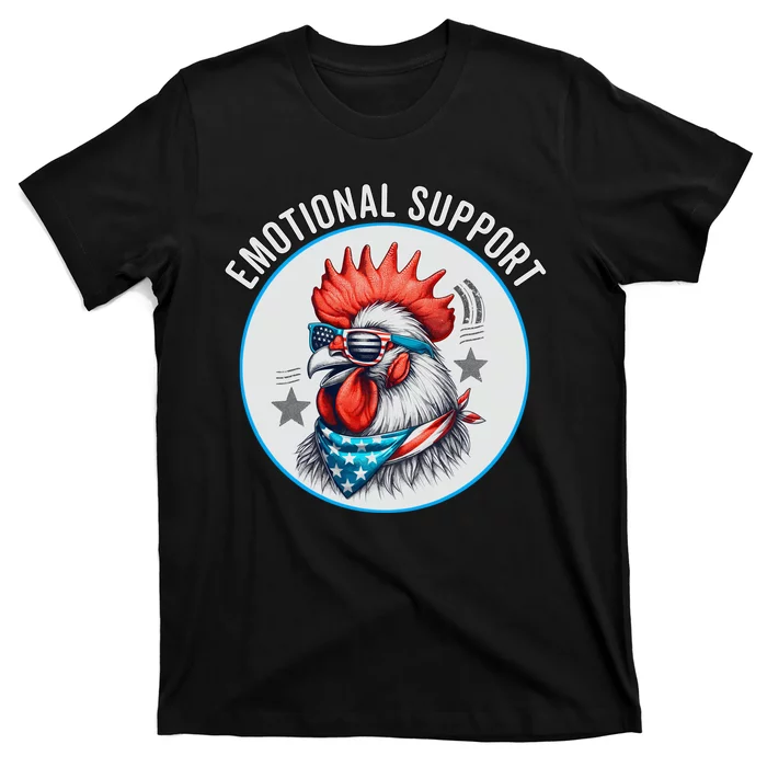 Chicken Emotional Support Cock American Flag T-Shirt