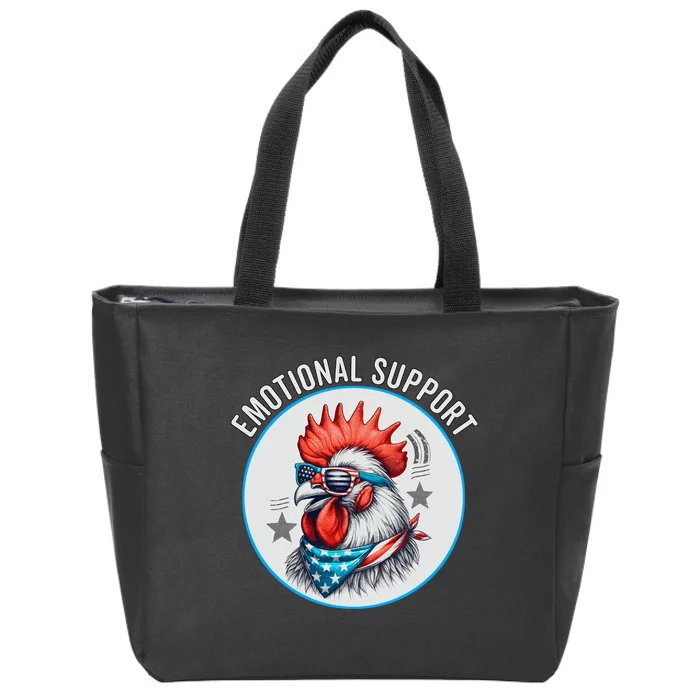 Chicken Emotional Support Cock American Flag Zip Tote Bag