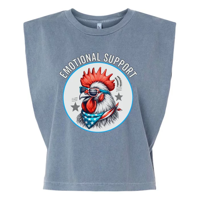 Chicken Emotional Support Cock American Flag Garment-Dyed Women's Muscle Tee