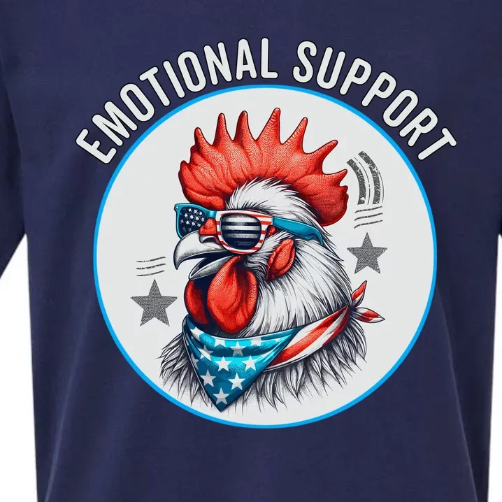 Chicken Emotional Support Cock American Flag Sueded Cloud Jersey T-Shirt