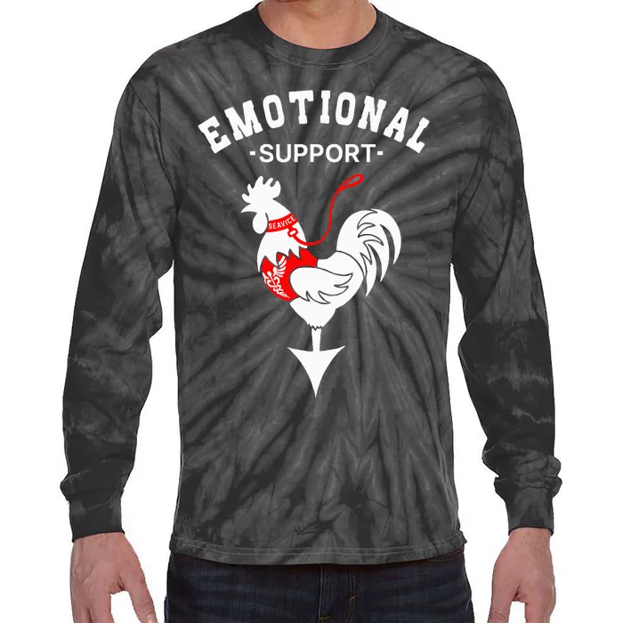 Chicken Emotional Support Cock Tie-Dye Long Sleeve Shirt