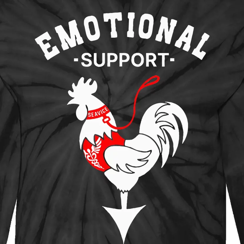 Chicken Emotional Support Cock Tie-Dye Long Sleeve Shirt