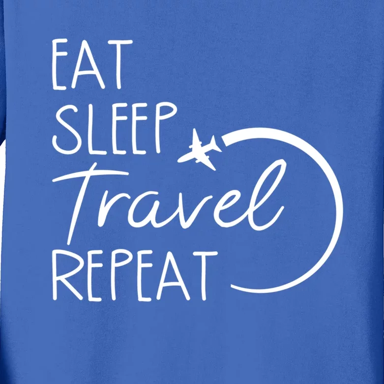 Camping Eat Sleep Travel Repeat Camping Lovers Gift Kids Long Sleeve Shirt