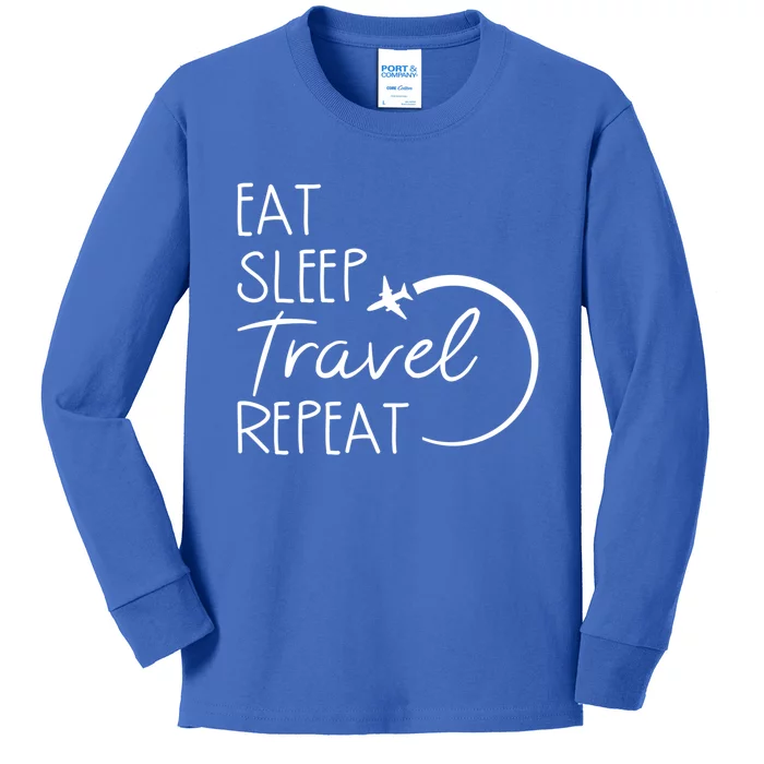 Camping Eat Sleep Travel Repeat Camping Lovers Gift Kids Long Sleeve Shirt