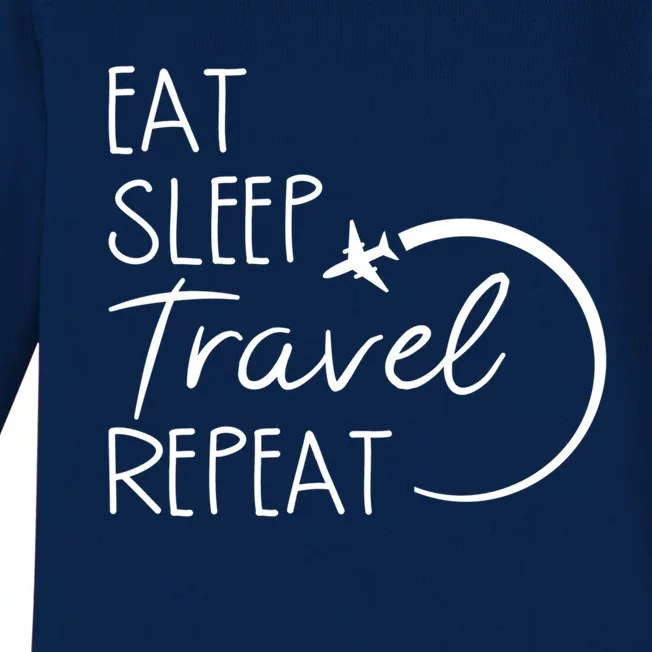 Camping Eat Sleep Travel Repeat Camping Lovers Gift Baby Long Sleeve Bodysuit