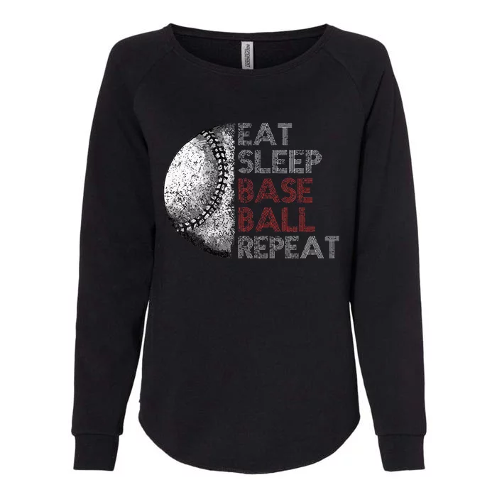 Cute Eat Sleep Baseball Repeat Vintage Funny Baseball Lover Womens California Wash Sweatshirt