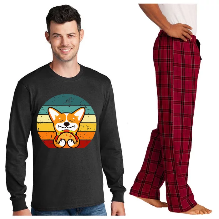 Corgi Eating Tacos Mexican Retro Cinco de mayo Long Sleeve Pajama Set