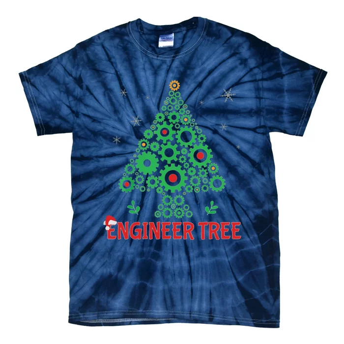 Christmas Engineer Tree Mechanical Engineering Gift Tie-Dye T-Shirt