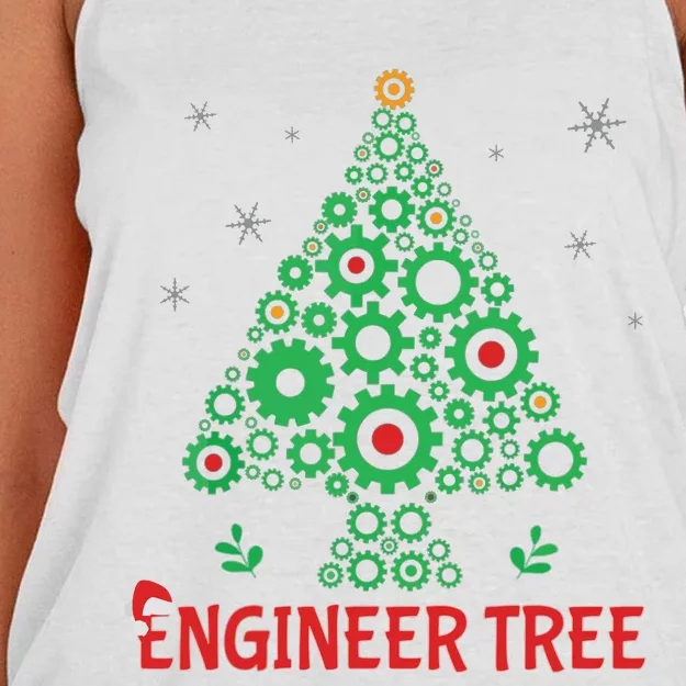 Christmas Engineer Tree Mechanical Engineering Gift Women's Knotted Racerback Tank