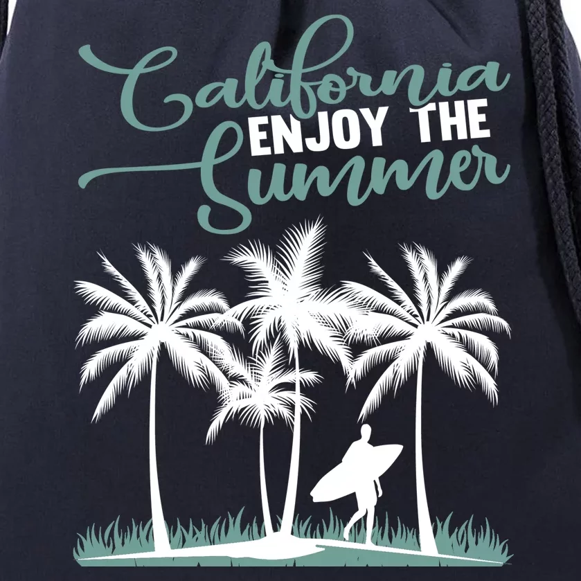 California Enjoy The Summer Surf Drawstring Bag