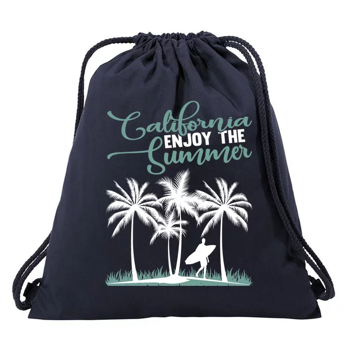 California Enjoy The Summer Surf Drawstring Bag