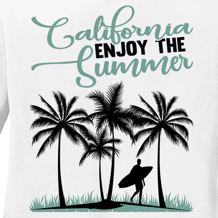 California Enjoy The Summer Surf Ladies Long Sleeve Shirt