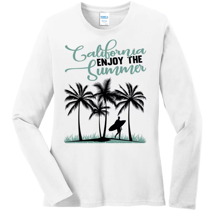 California Enjoy The Summer Surf Ladies Long Sleeve Shirt