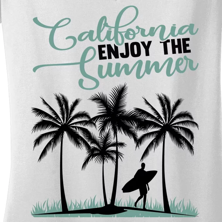 California Enjoy The Summer Surf Women's V-Neck T-Shirt