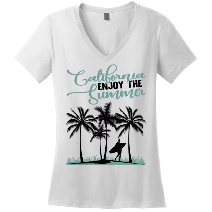 California Enjoy The Summer Surf Women's V-Neck T-Shirt