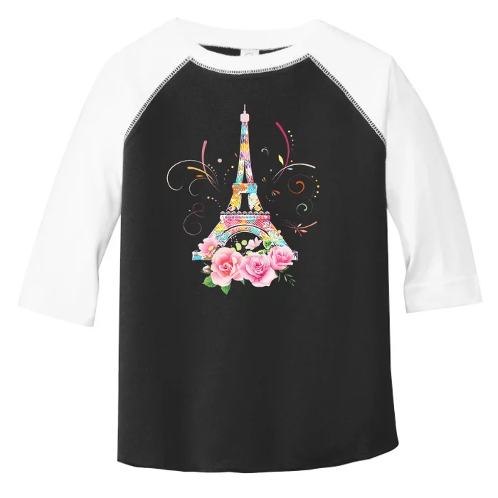 Colorful Eiffel Tower Of Paris In France Parisian Rose Toddler Fine Jersey T-Shirt