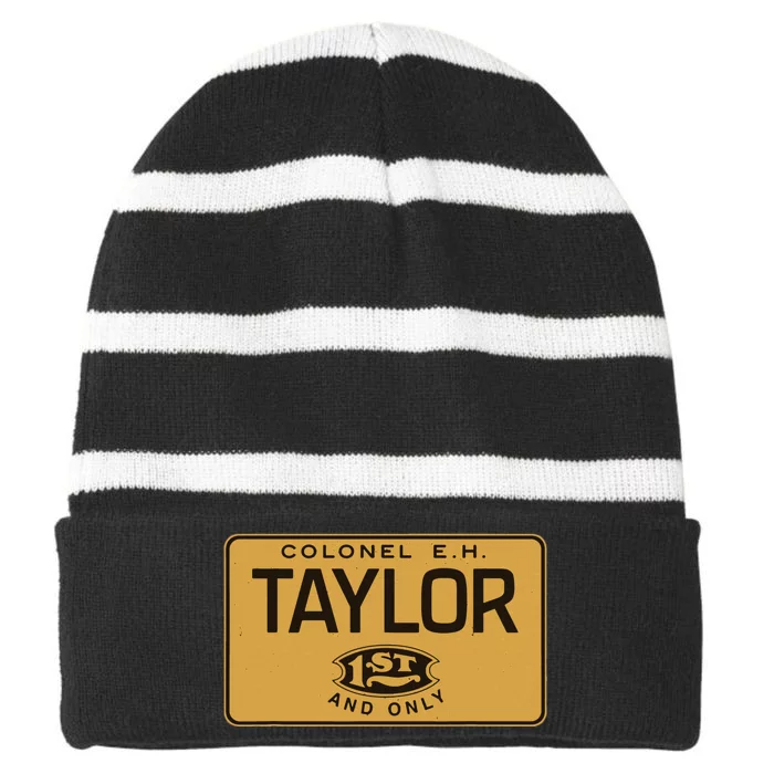 Colonel EH Taylor Bourbon Whiskey Badge Logo Striped Beanie with Solid Band