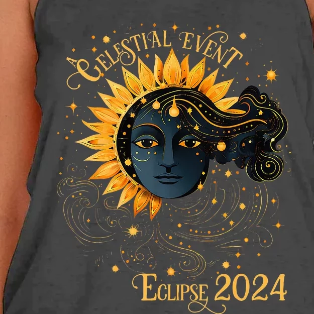 Celestial Event Total Solar Eclipse Women's Knotted Racerback Tank