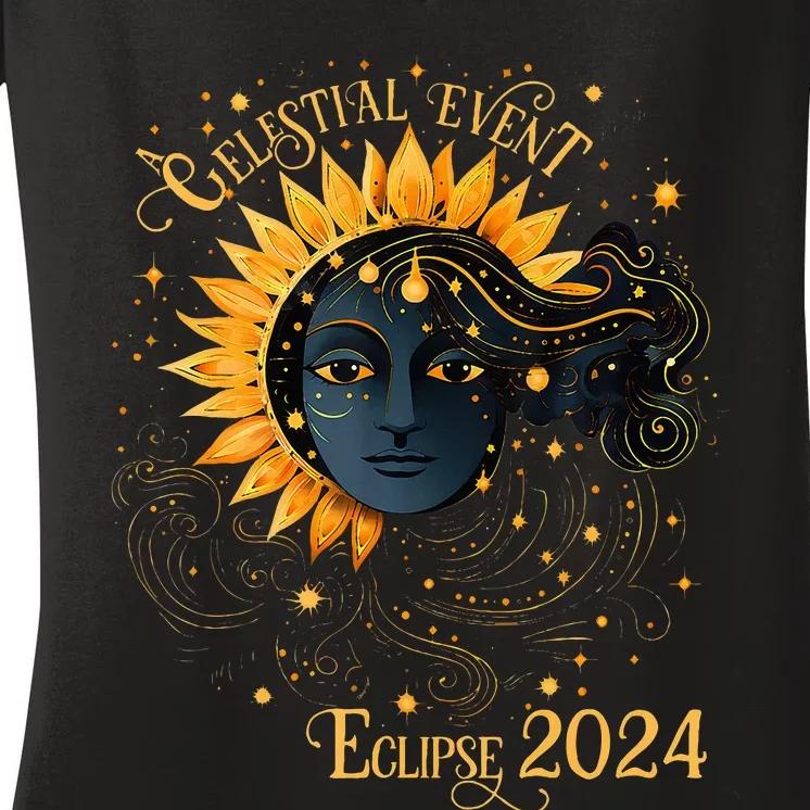 Celestial Event Total Solar Eclipse Women's V-Neck T-Shirt