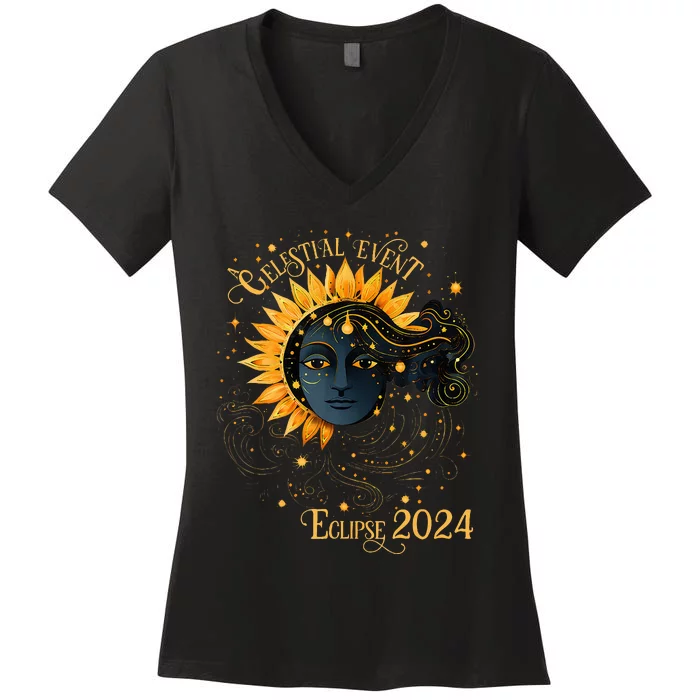 Celestial Event Total Solar Eclipse Women's V-Neck T-Shirt