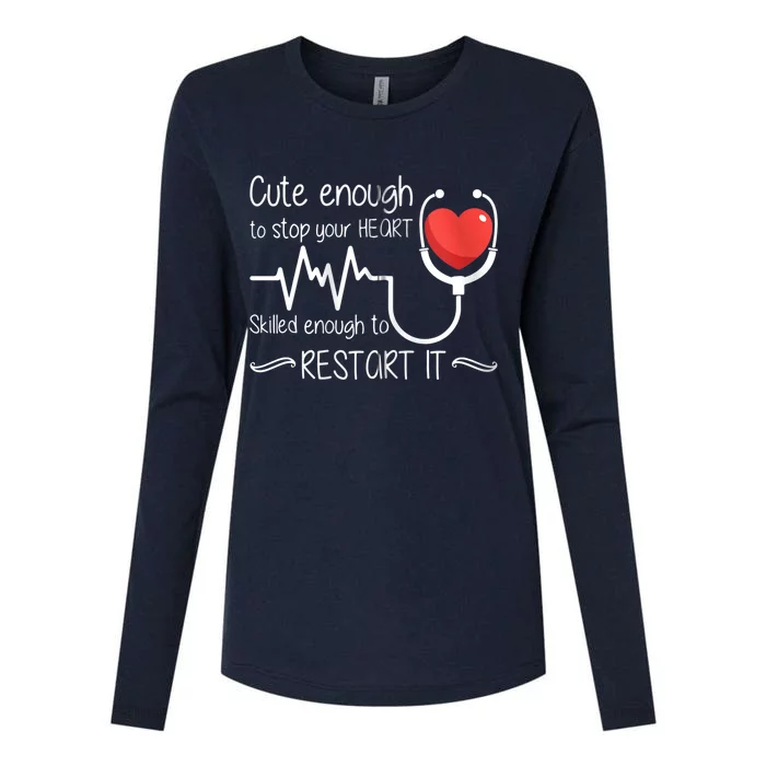 Cute Enough To Stop Your Heart Skilled Enough To Restart It Zip Hoodie Womens Cotton Relaxed Long Sleeve T-Shirt