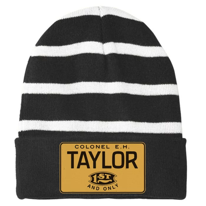 Colonel Eh Taylor Bourbon Whiskey Badge Striped Beanie with Solid Band