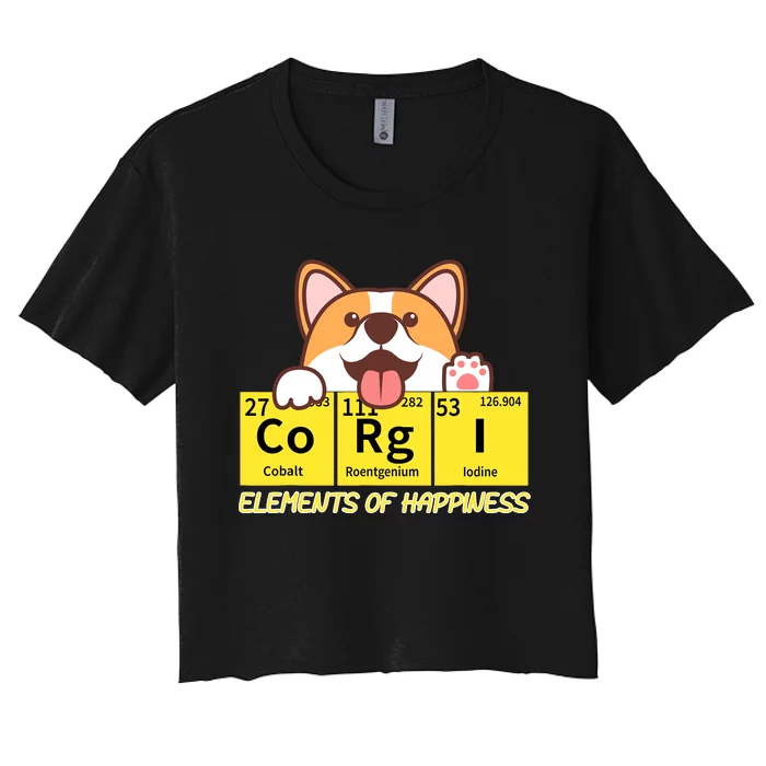 Corgi Elements Tab Of Happiness Funny For Corgi Mom And Dad Women's Crop Top Tee