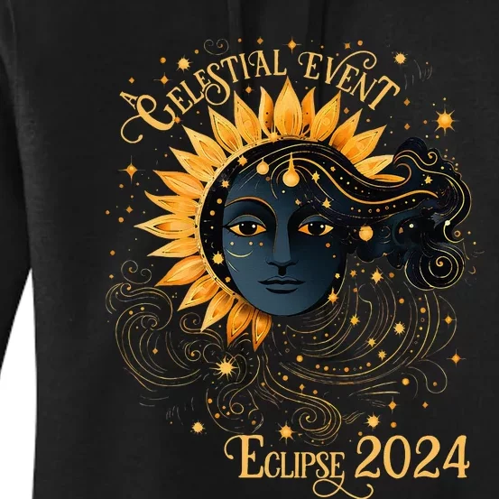 Celestial Event Total Solar Eclipse Girl April 8 2024 Women's Pullover Hoodie