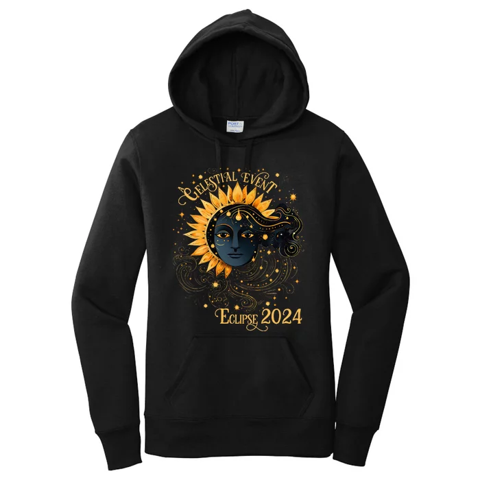 Celestial Event Total Solar Eclipse Girl April 8 2024 Women's Pullover Hoodie