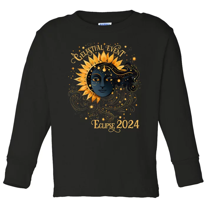 Celestial Event Total Solar Eclipse Girl April 8 2024 Toddler Long Sleeve Shirt