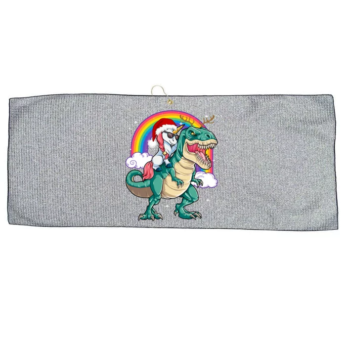 Christmas Evil Unicorn Riding T Rex Dinosaur Deer Gift Large Microfiber Waffle Golf Towel