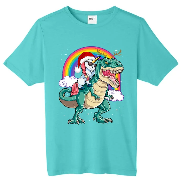 Christmas Evil Unicorn Riding T Rex Dinosaur Deer Gift ChromaSoft Performance T-Shirt