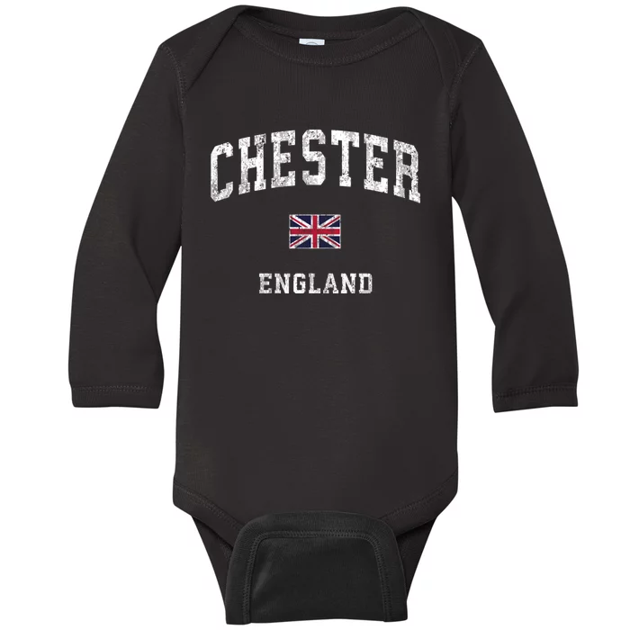 Chester England Vintage Athletic Sports Baby Long Sleeve Bodysuit