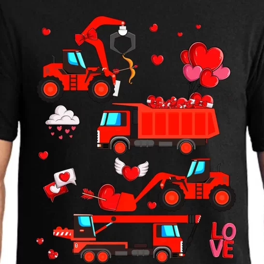 Construction Excavator Valentines Day Gift Pajama Set