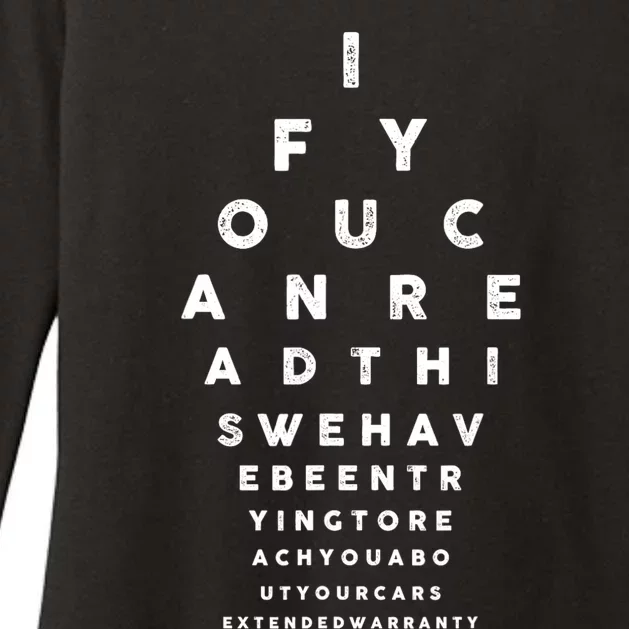 Cars Extended Warranty Eye Exam Funny Graphic Womens CVC Long Sleeve Shirt