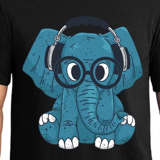 Cute Elephant With Glasses And Headphones Gift Pajama Set