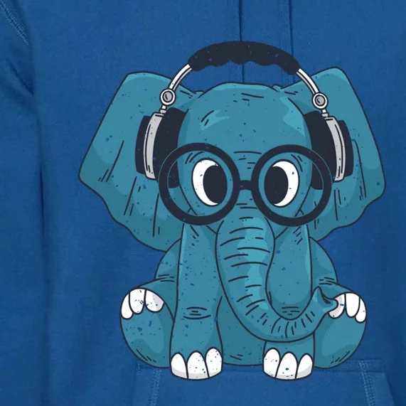 Cute Elephant With Glasses And Headphones Gift Premium Hoodie