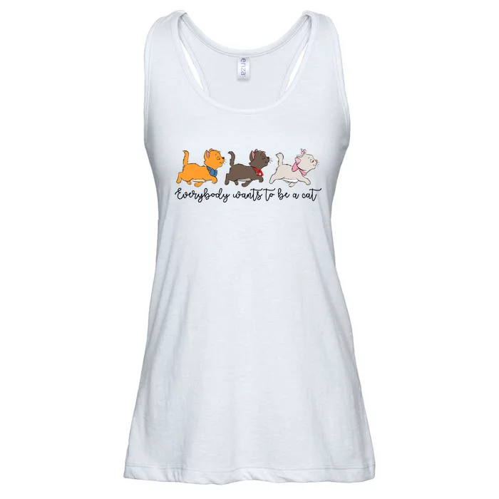 Cats Everybody Wants To Be A Cat Trip Cat Lover Funny Ladies Essential Flowy Tank