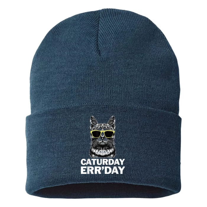 Caturday ErrDay With Sunglasses Sustainable Knit Beanie