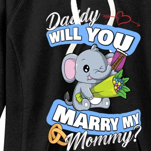 Cute Elephant Wedding Offer Daddy Will You Marry My Mommy Meaningful Gift Women's Fleece Hoodie